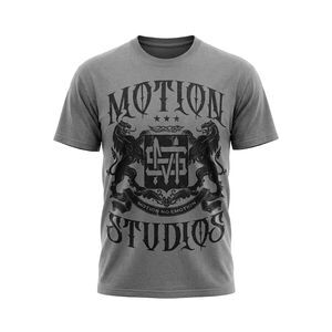 Motion Studios Grey Graphic T-Shirt Large Made in USA Streetwear Vintage Wash